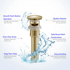 Overflow Pop-Up Basin Drain with SUS Stainless Steel Pipe – Solid Brass Construction – D0001