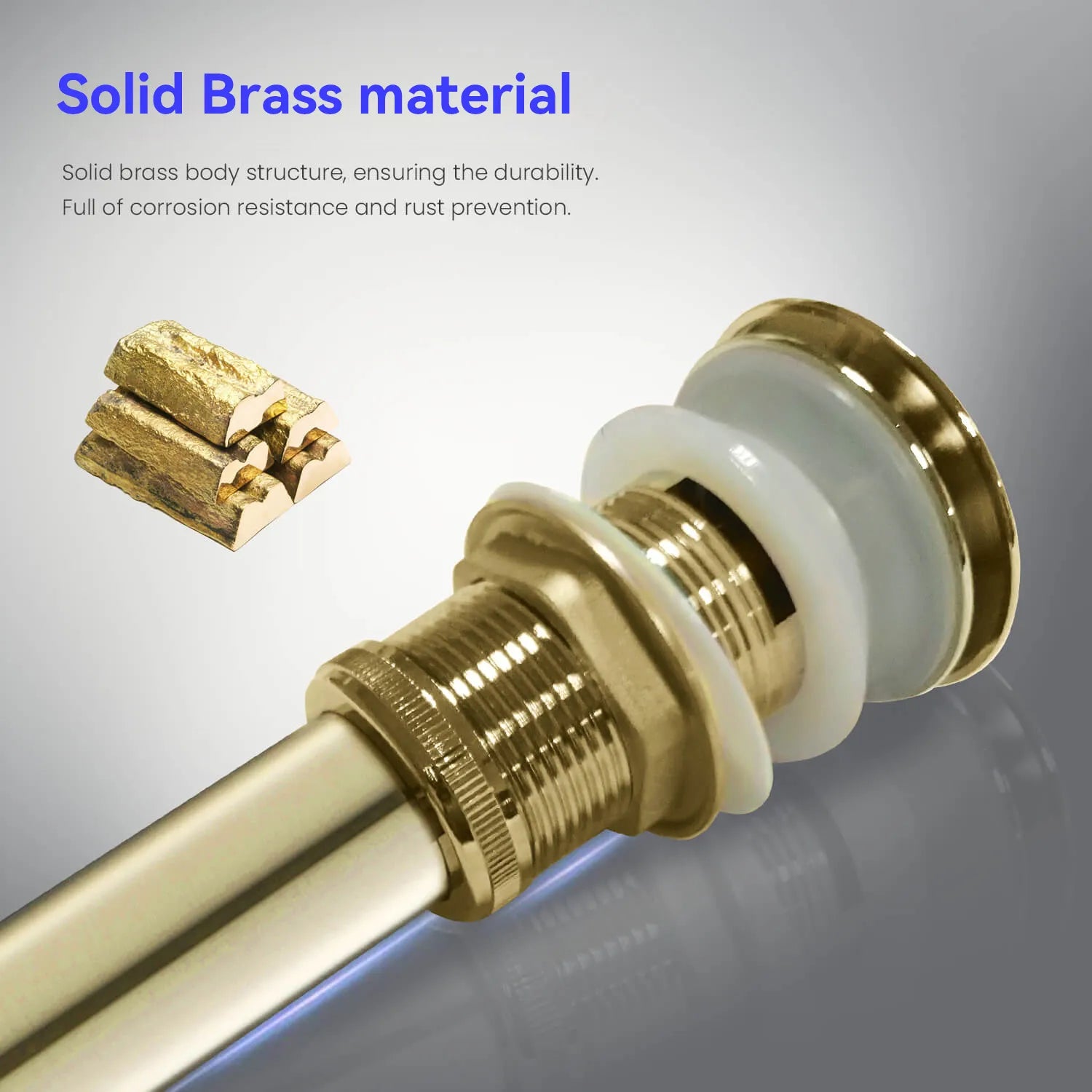 Overflow Pop-Up Basin Drain with SUS Stainless Steel Pipe – Solid Brass Construction – D0001
