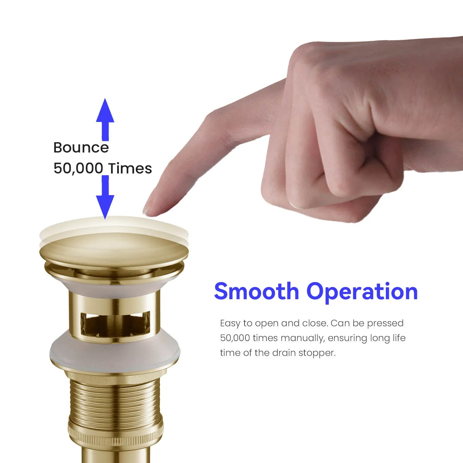 Overflow Pop-Up Basin Drain with SUS Stainless Steel Pipe – Solid Brass Construction – D0001