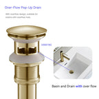 Overflow Pop-Up Basin Drain with SUS Stainless Steel Pipe – Solid Brass Construction – D0001