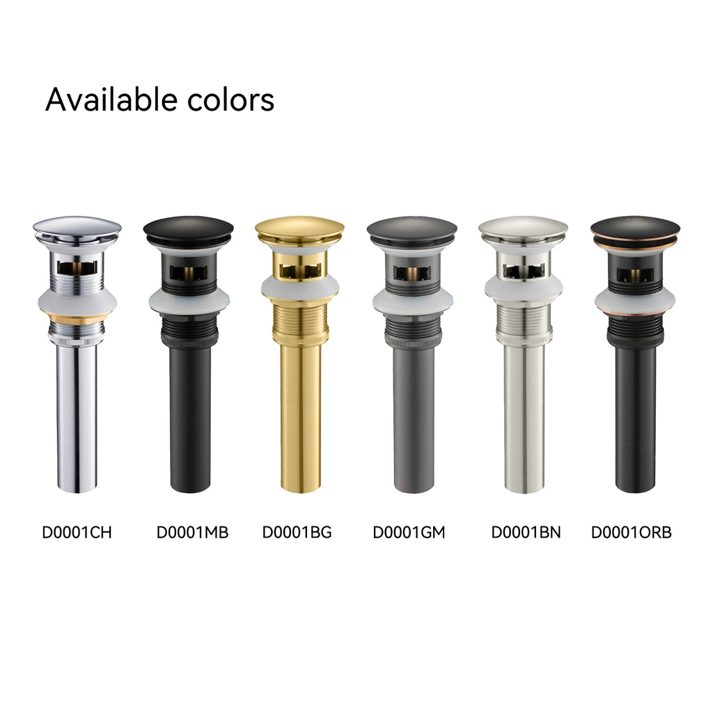 Overflow Pop-Up Basin Drain with SUS Stainless Steel Pipe – Solid Brass Construction – D0001