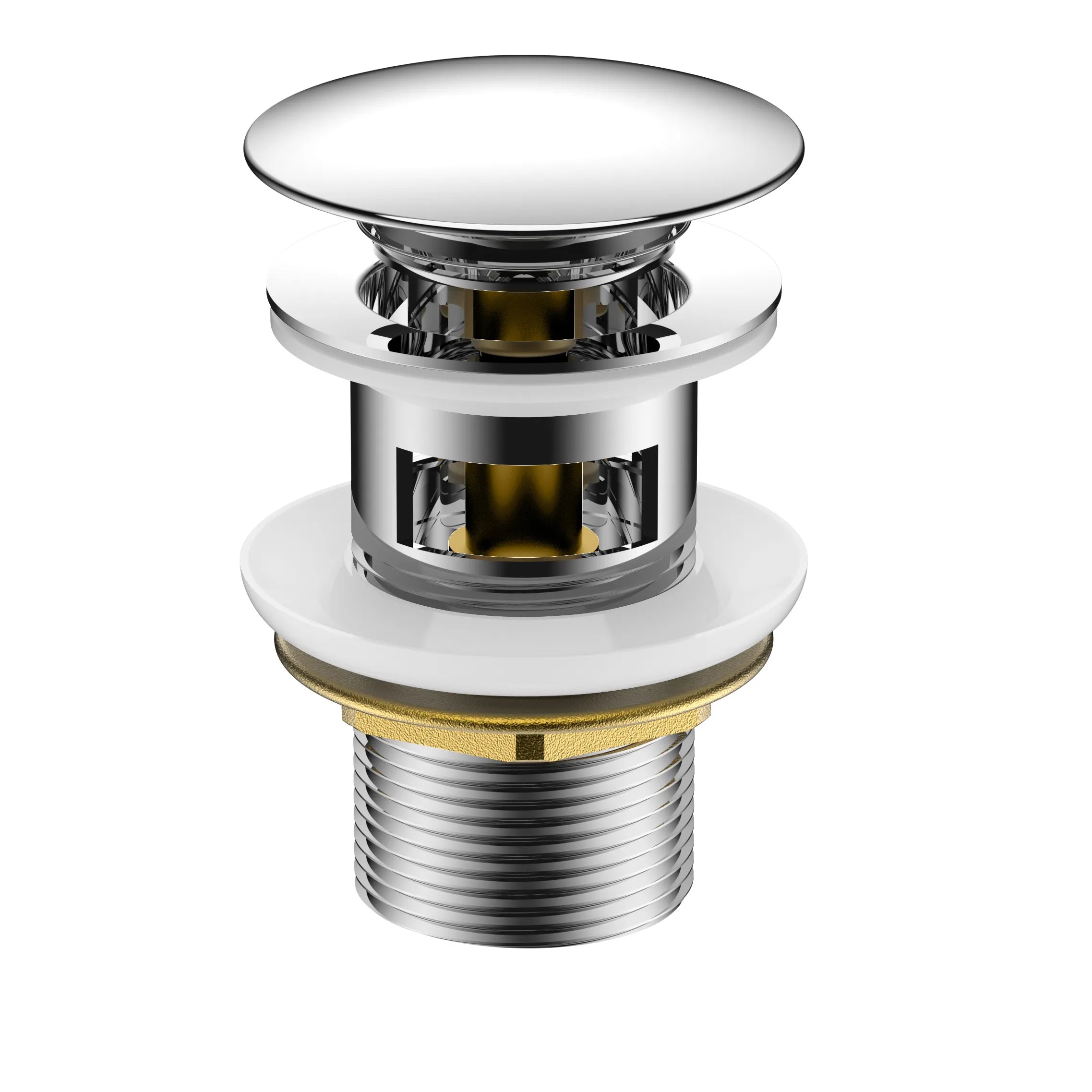 1-1/4 Inch Overflow Pop-Up Basin Drain – Solid Brass Construction – D0011 Chrome