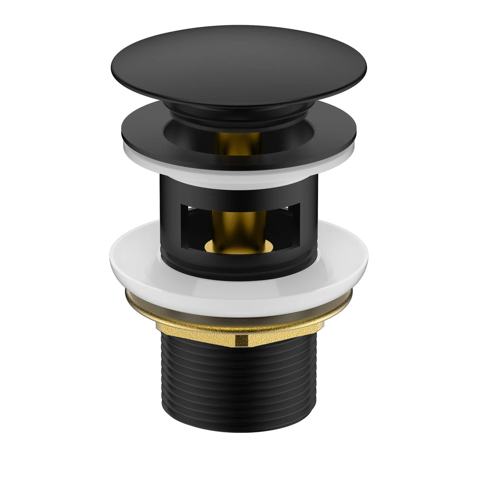 1-1/4 Inch Overflow Pop-Up Basin Drain – Solid Brass Construction – D0011 Matte Black