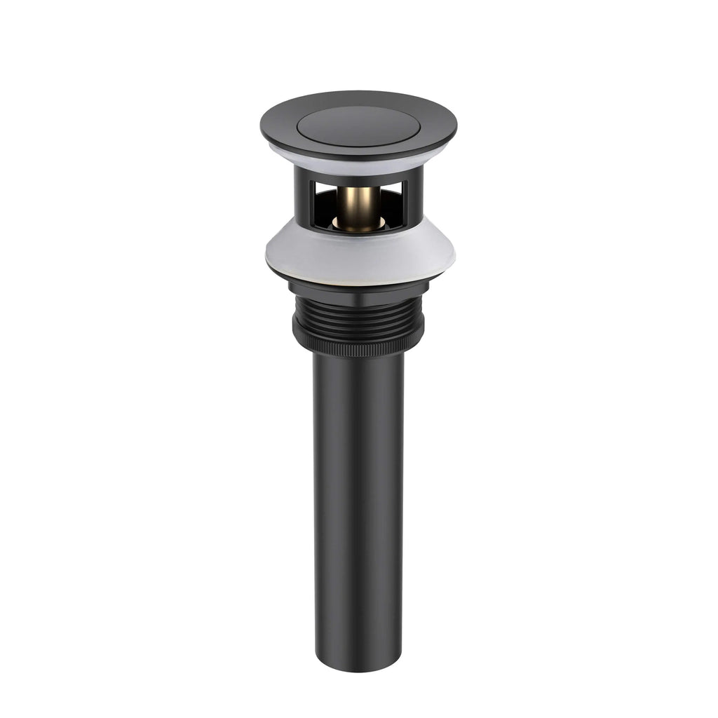 Overflow Pop-Up Basin Drain with SUS Stainless Steel Pipe – Solid Brass Construction – D9001 Matte Black