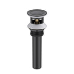 Overflow Pop-Up Basin Drain with SUS Stainless Steel Pipe – Solid Brass Construction – D9001 Matte Black