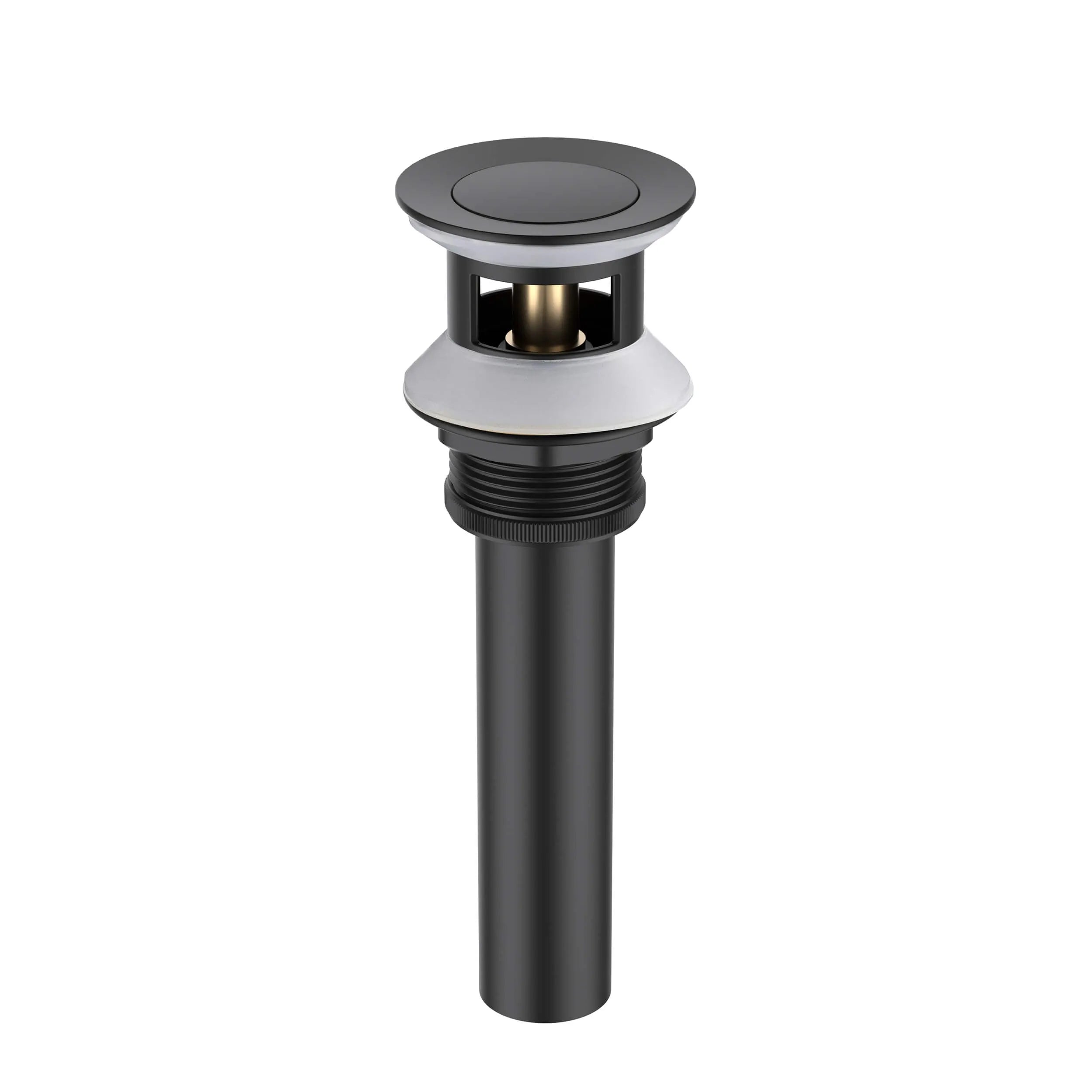 Overflow Pop-Up Basin Drain with SUS Stainless Steel Pipe – Solid Brass Construction – D9001 Matte Black