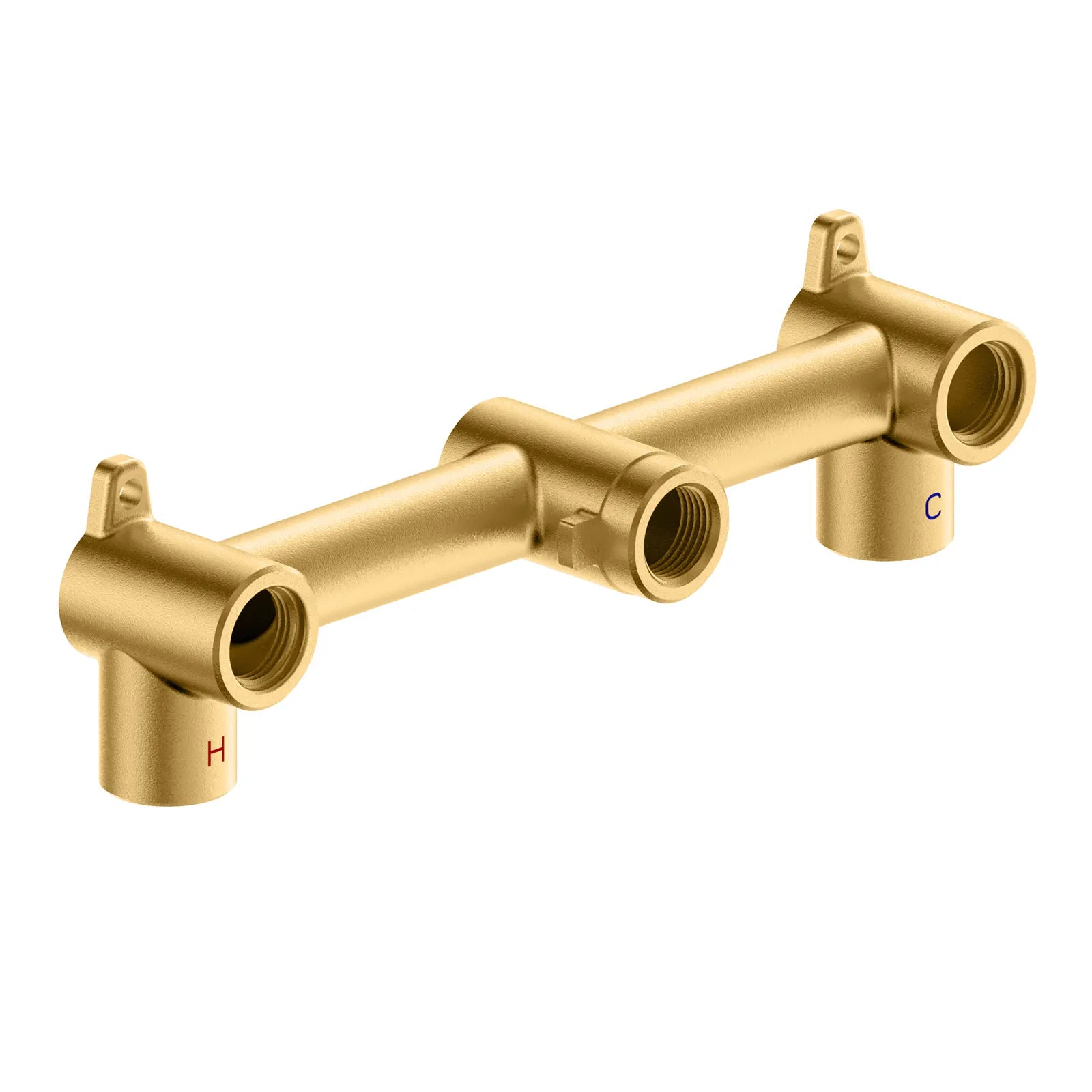 Circular Two Handles Wall-Mounted Basin Faucet with Brass Spout AB002504