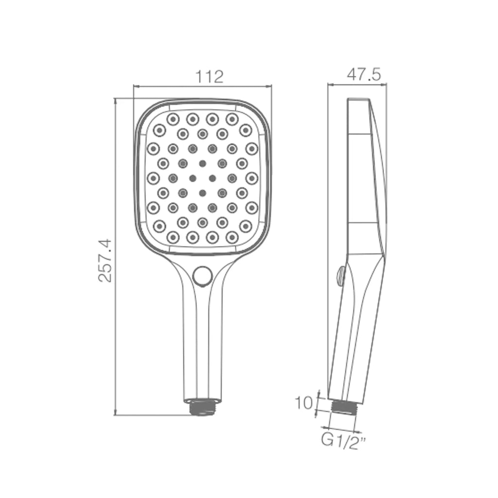 3-Function Square ABS Hand Shower (Rain+Boost+Mist)-HS2015