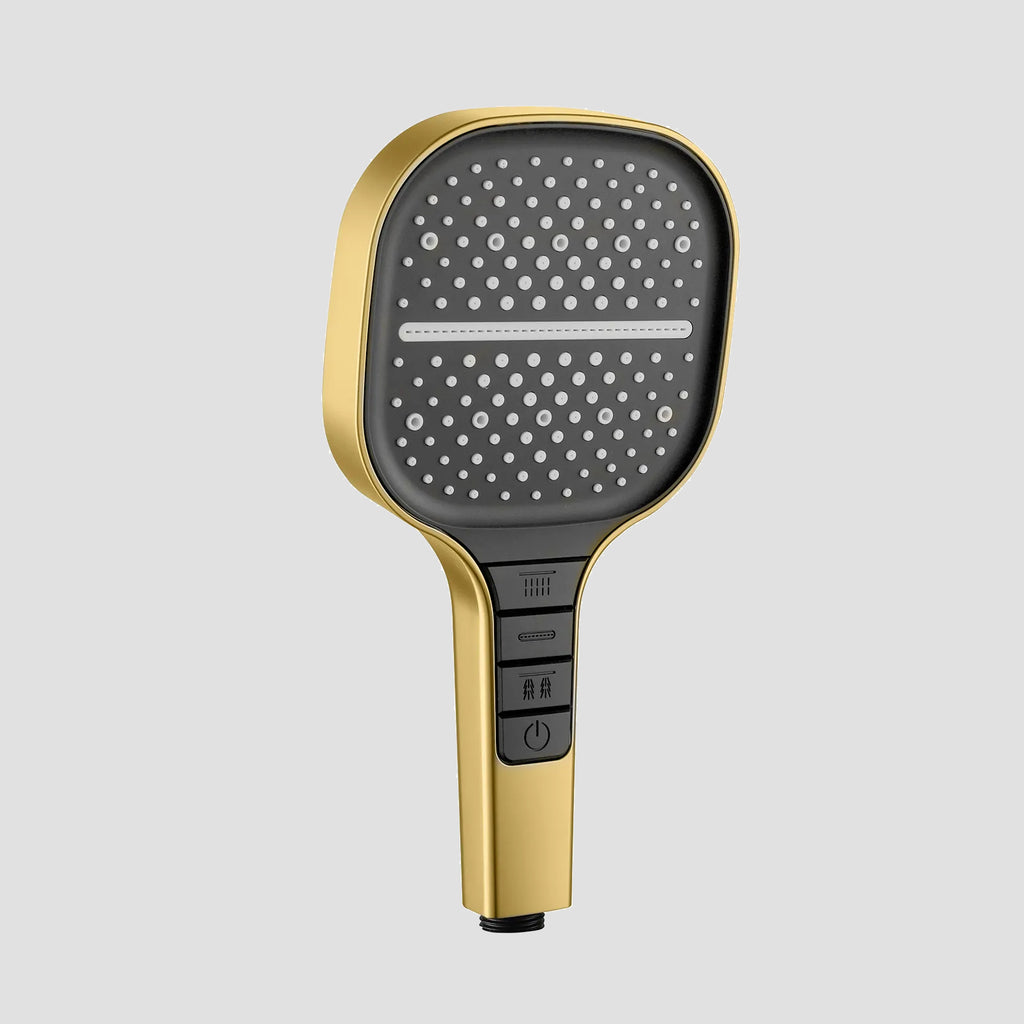 3-Function Square ABS Hand Shower (Rain+Boost+Mist with Pause)--HS2016 Brushed Gold