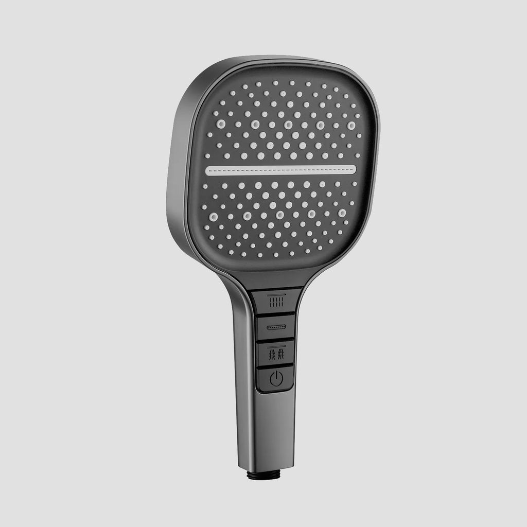 3-Function Square ABS Hand Shower (Rain+Boost+Mist with Pause)--HS2016 Brushed Gun Metal
