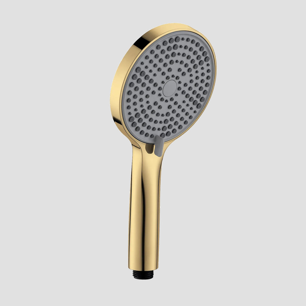 3-Function Round ABS Hand Shower – Rain+Boost+Mist Spray Modes with Rotary Control-HS2018 Brushed Gold