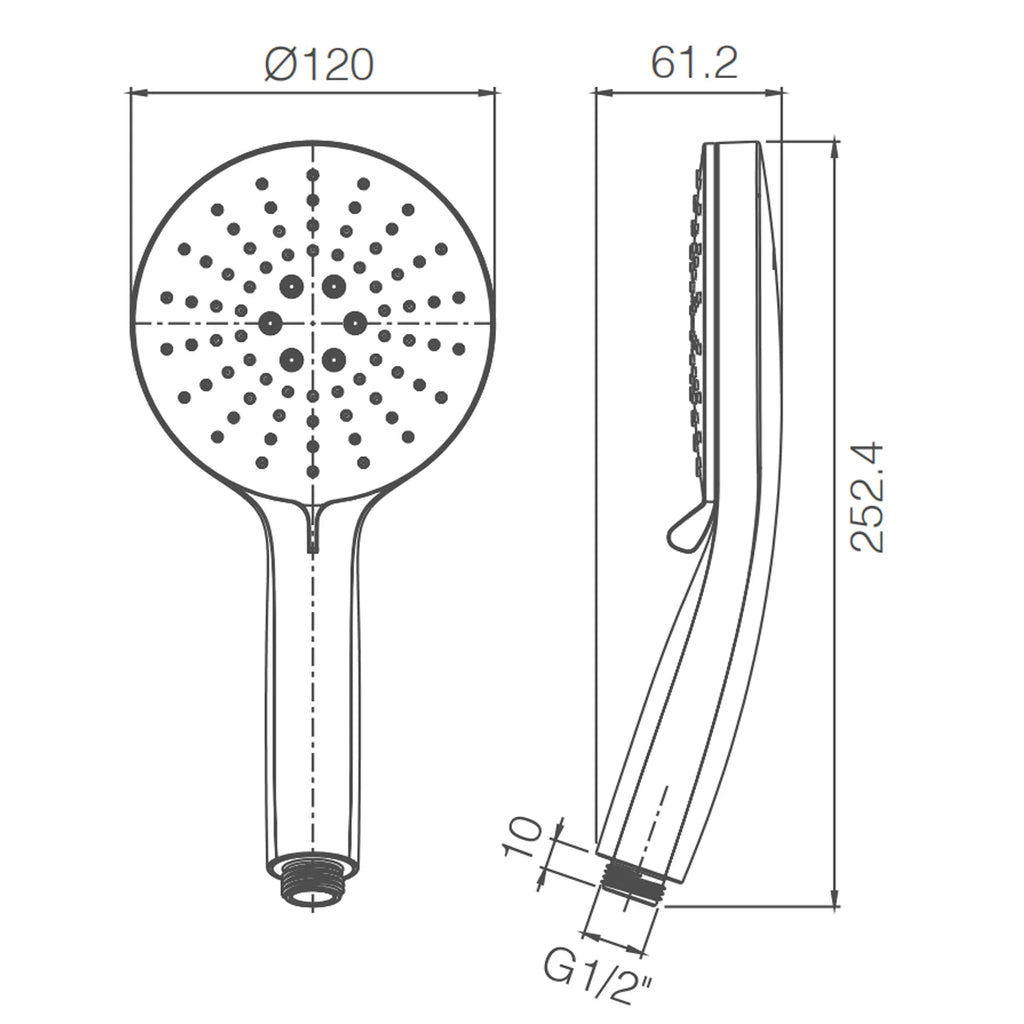 120mm Round 3-Function ABS Hand Shower – Rain+Boost+Mist Spray-HS2021