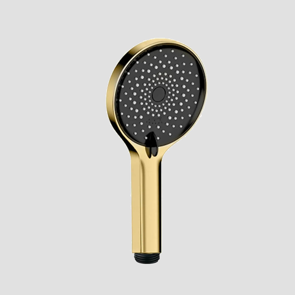 120mm Round 3-Function Hand Shower with Touch-Clean Silicone Nozzle-HS2022 Brushed Gold