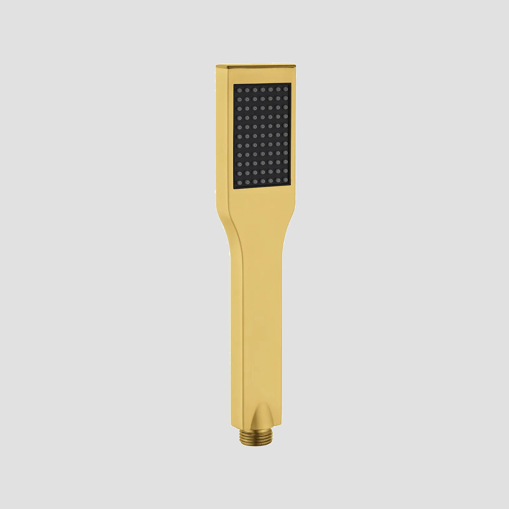 Square 1-Way Solid Brass Hand Shower with Touch-Clean Silicone Nozzle HS3001 Brushed Gold