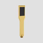 Square 1-Way Solid Brass Hand Shower with Touch-Clean Silicone Nozzle HS3001 Brushed Gold