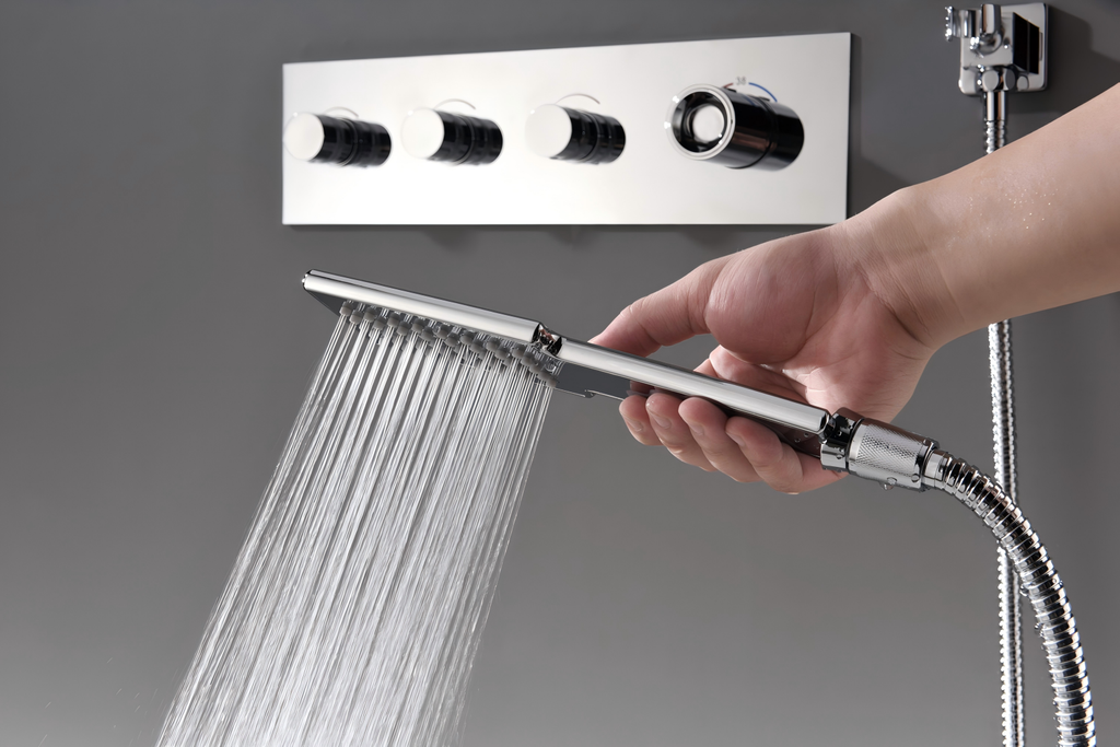 Square 1-Way Solid Brass Hand Shower with Touch-Clean Silicone Nozzle HS3001