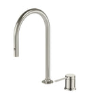 Two-Hole Pull-Down Kitchen Faucet – High Arc, 360° Swivel Spout & PEX Hose – KFB0006 Brushed Nickel