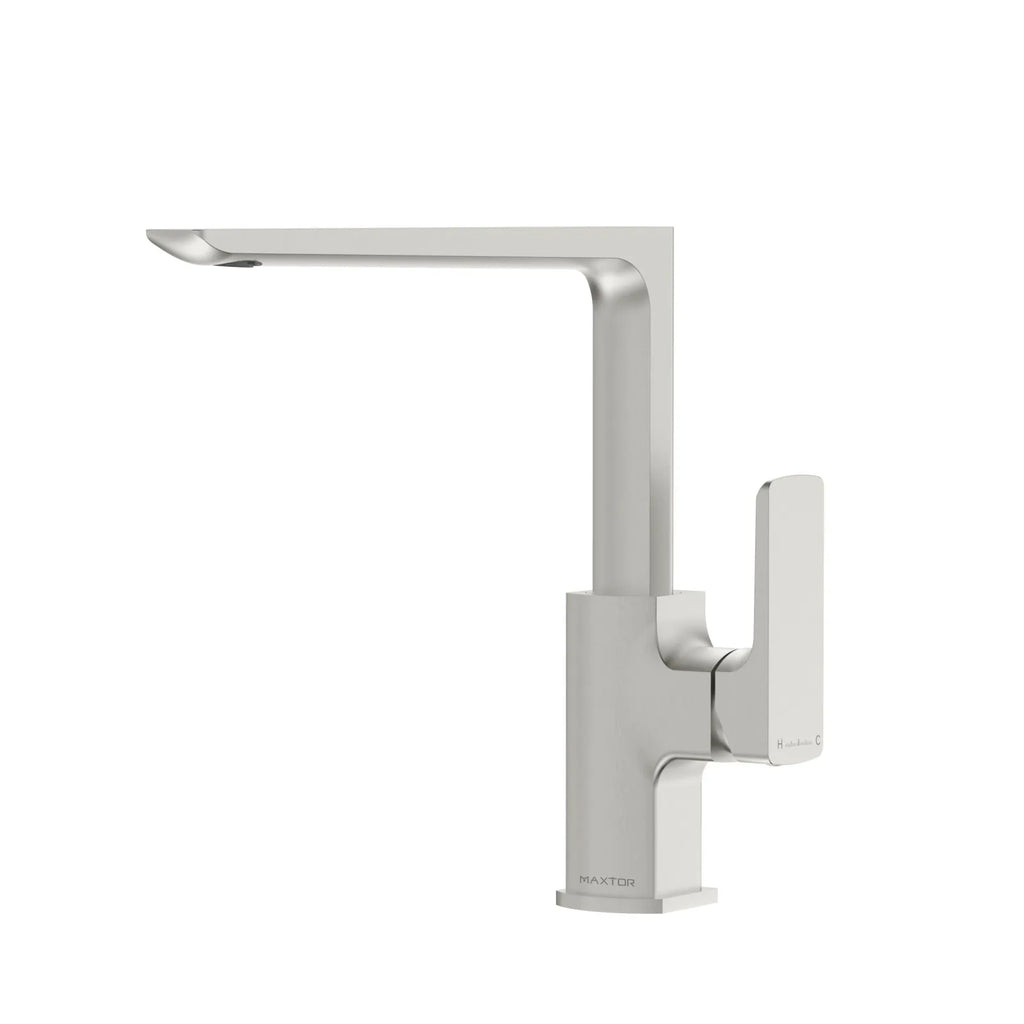 Modern Square Kitchen Faucet with Swivel Spout – Single Handle Mixer – KFB0007 Brushed Nickel
