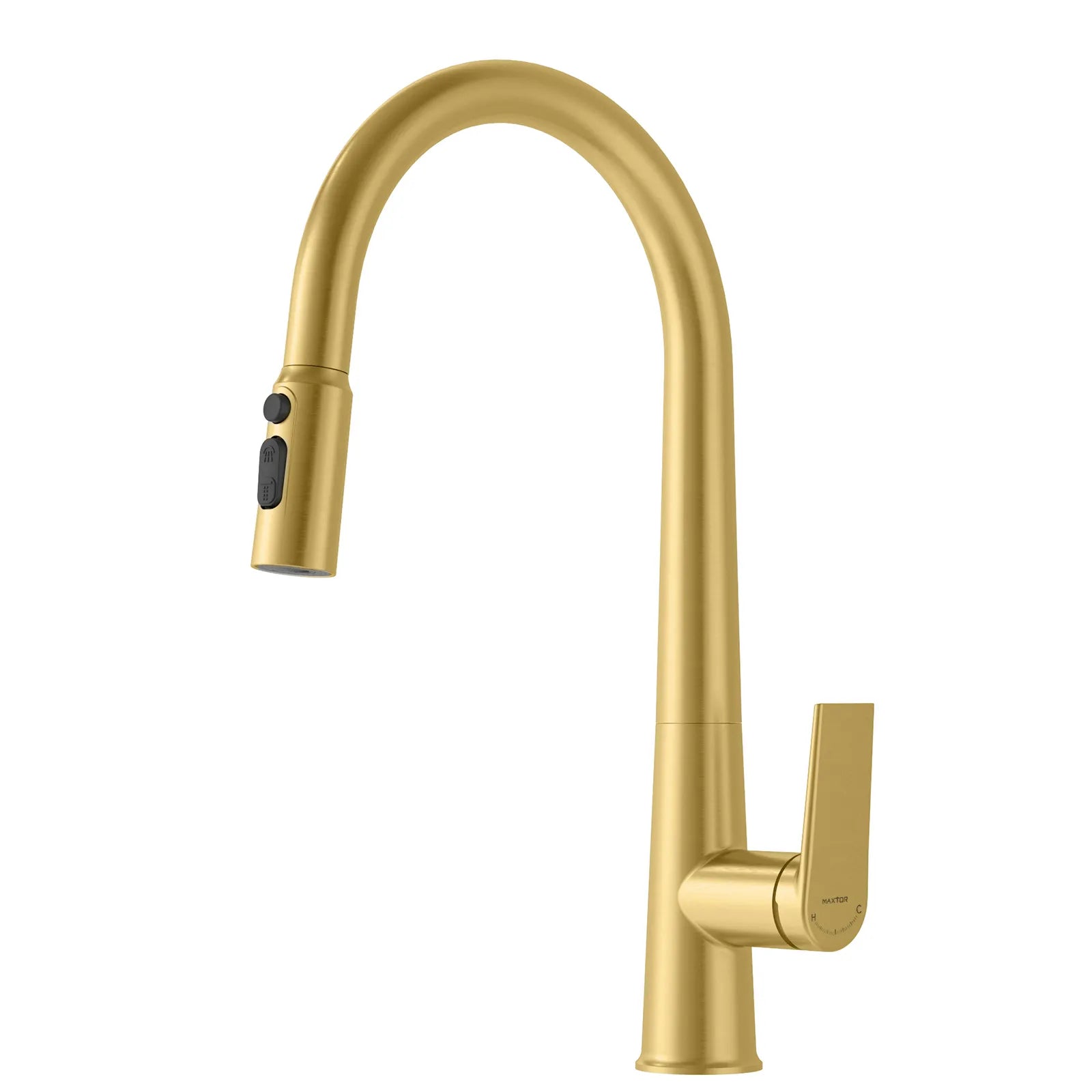 MAXTOR Pull-Down Kitchen Faucet – High Arc, 2-Function Spray Features-KFB010064 Brushed Gold