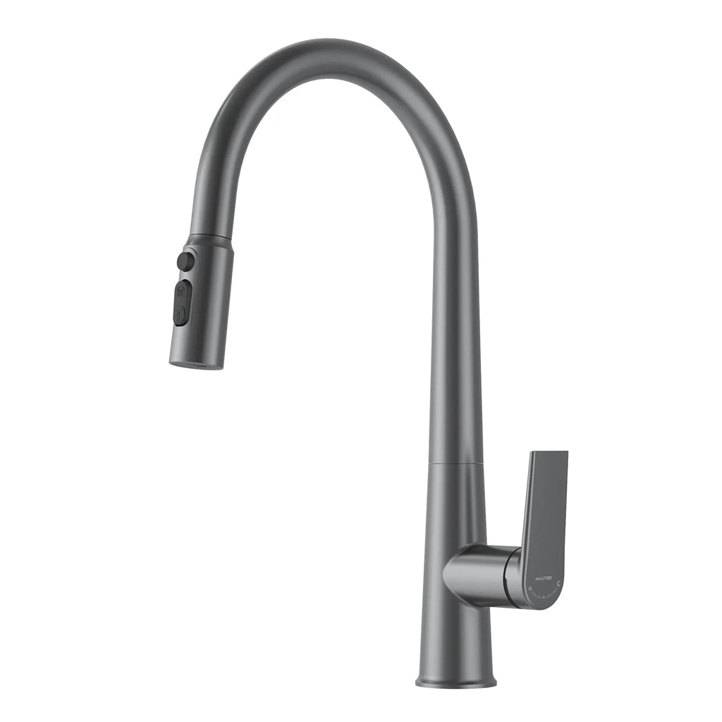 MAXTOR Pull-Down Kitchen Faucet – High Arc, 2-Function Spray Features-KFB010064 Brushed Gun Metal