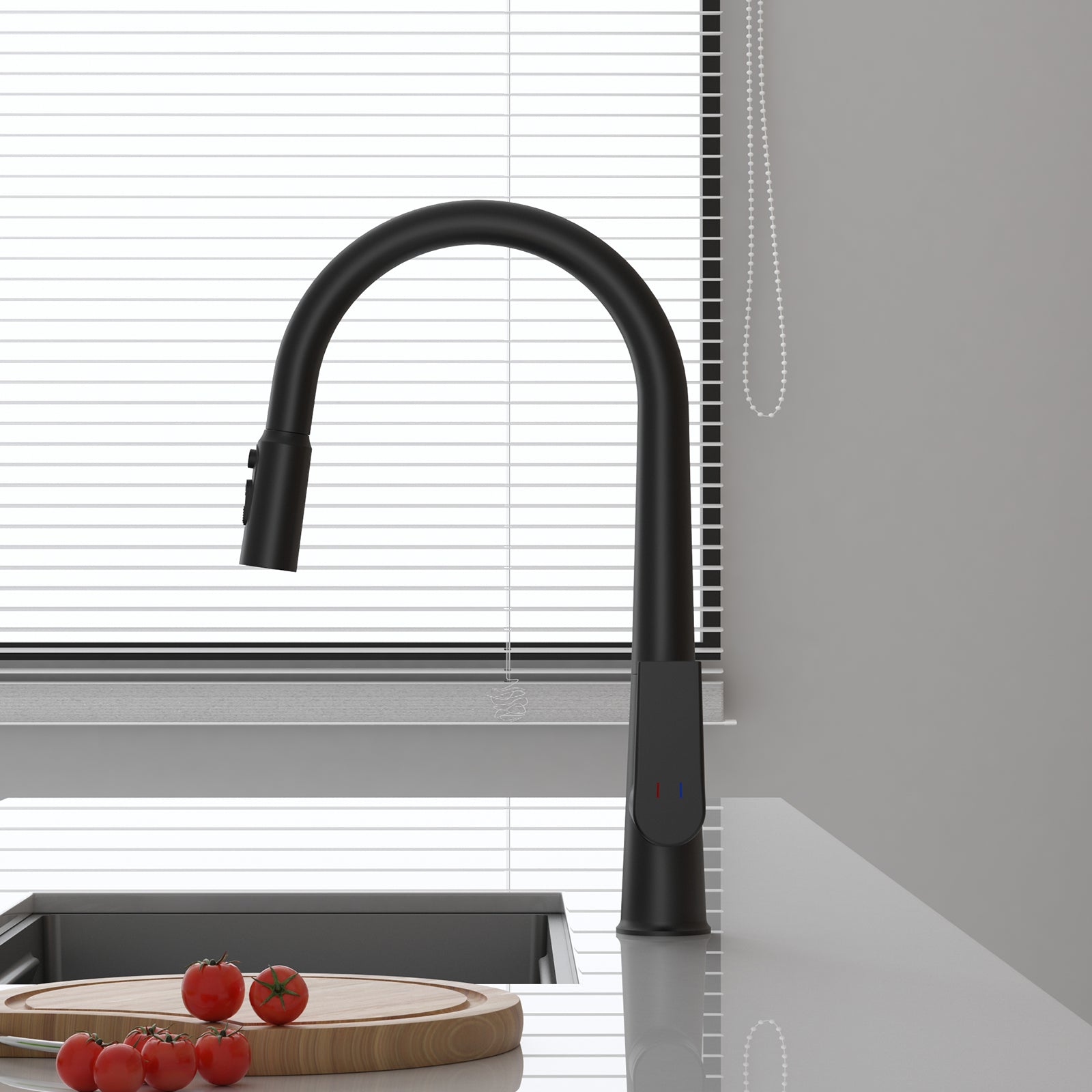 MAXTOR Pull-Down Kitchen Faucet – High Arc, 2-Function Spray Features-KFB010064