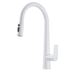 MAXTOR Pull-Down Kitchen Faucet – High Arc, 2-Function Spray Features-KFB010064 Matte White