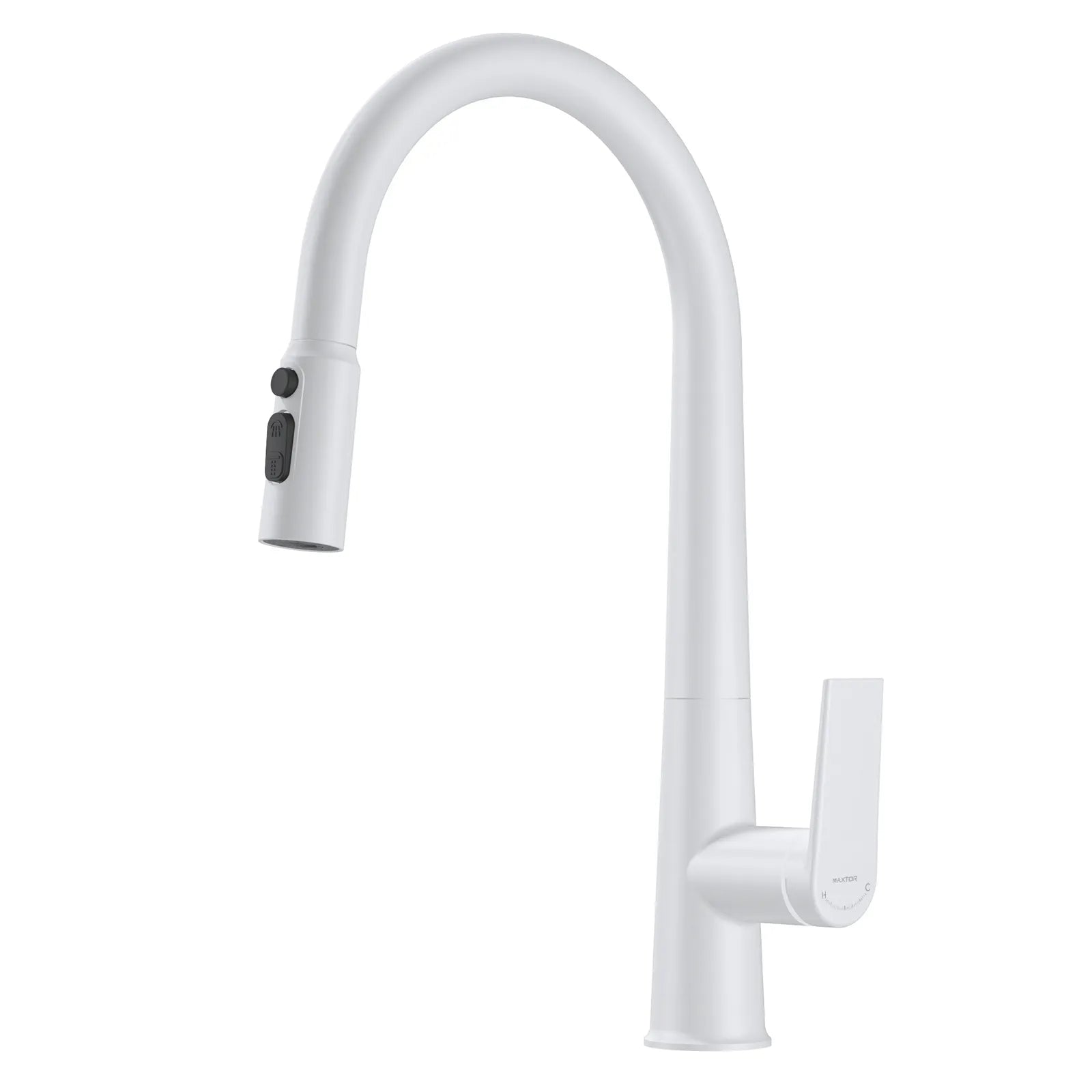 MAXTOR Pull-Down Kitchen Faucet – High Arc, 2-Function Spray Features-KFB010064 Matte White