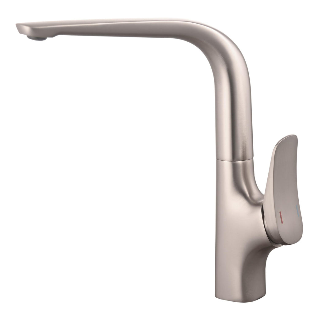 Single Handle Kitchen Faucet – 360° Swivel Spout – KFB010076 Brushed Nickel