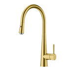 Matte Black Pull-Down Kitchen Faucet – Dual-Function Brass Spray – KFB1004 Brushed Gold