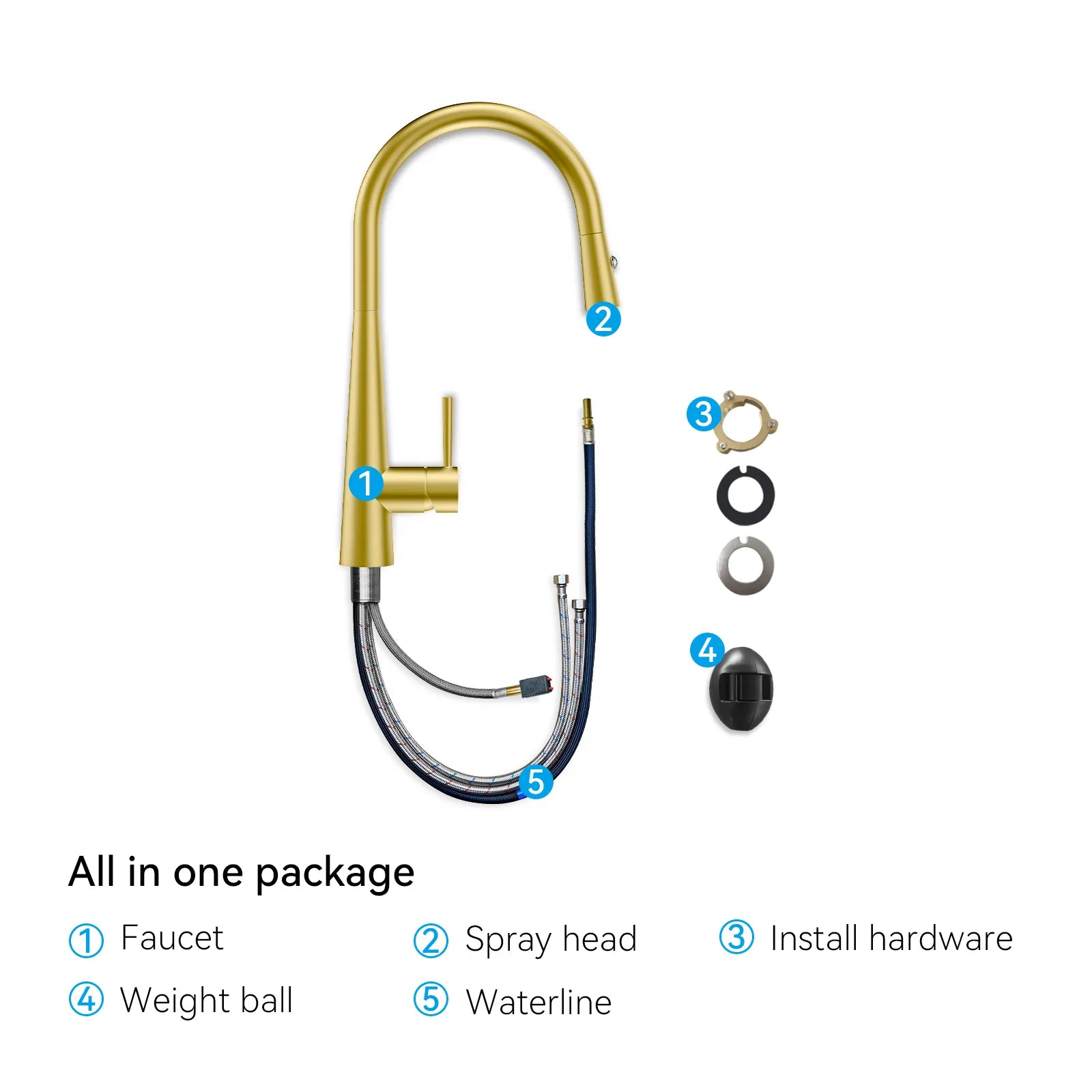 Matte Black Pull-Down Kitchen Faucet – Dual-Function Brass Spray – KFB1004