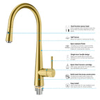 Matte Black Pull-Down Kitchen Faucet – Dual-Function Brass Spray – KFB1004