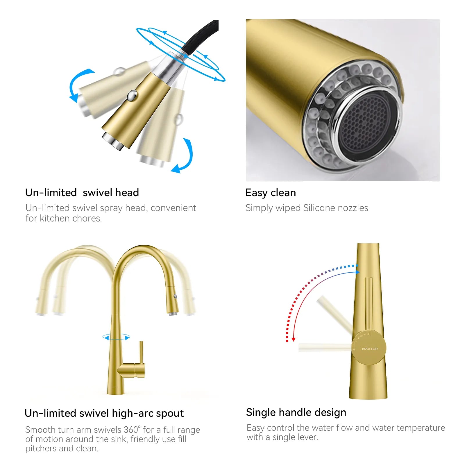 Matte Black Pull-Down Kitchen Faucet – Dual-Function Brass Spray – KFB1004