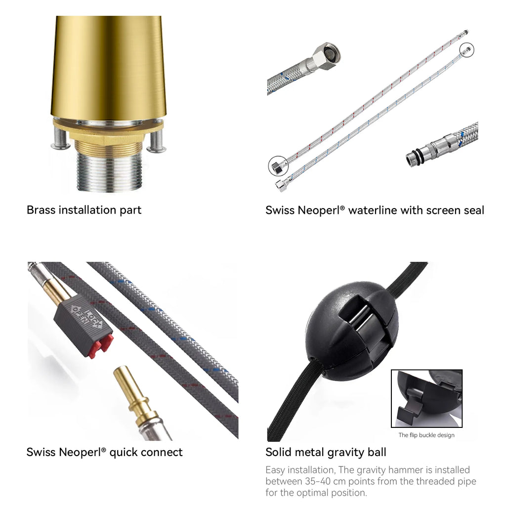 Matte Black Pull-Down Kitchen Faucet – Dual-Function Brass Spray – KFB1004