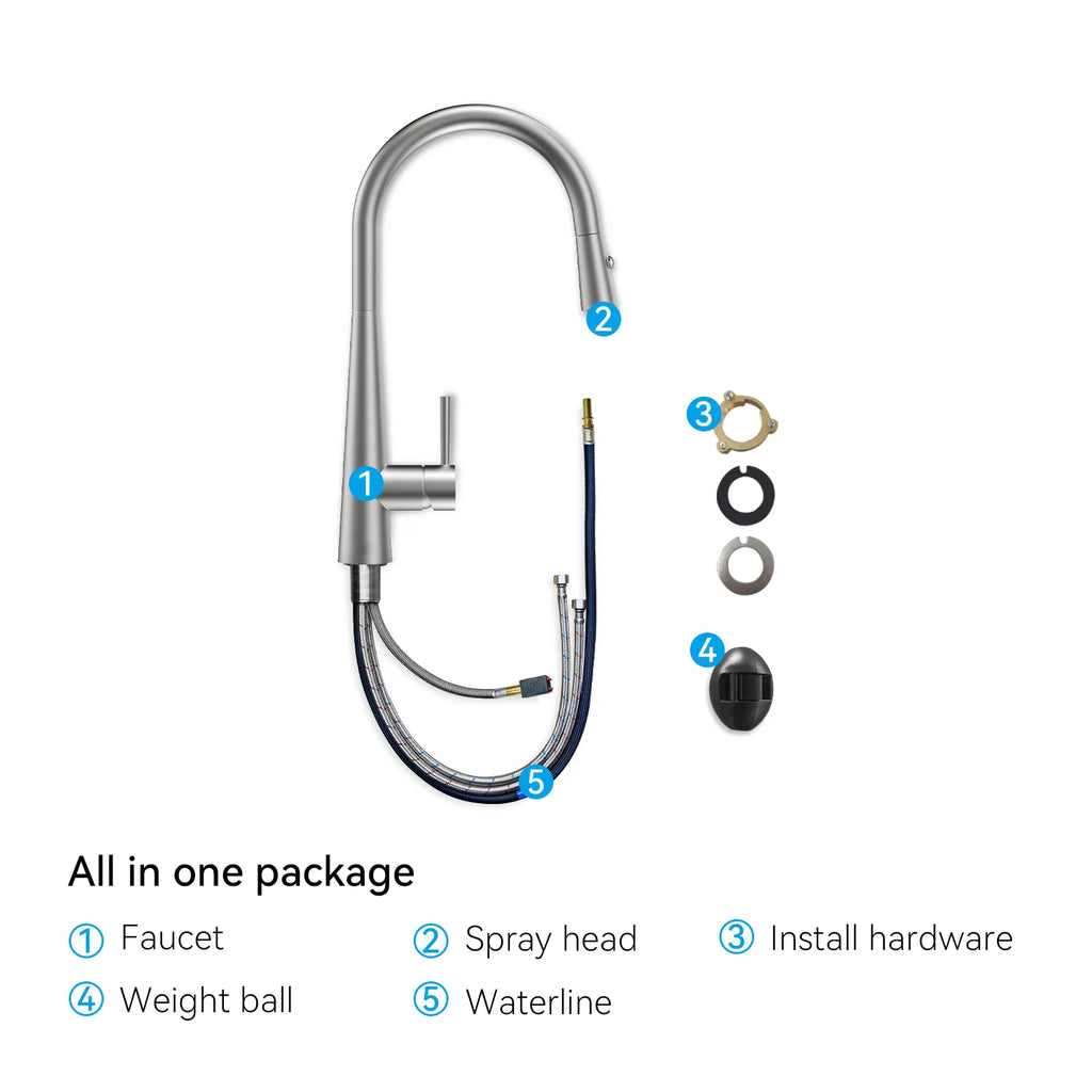 Matte Black Pull-Down Kitchen Faucet – Dual-Function Brass Spray – KFB1004