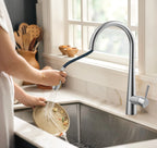 Matte Black Pull-Down Kitchen Faucet – Dual-Function Brass Spray – KFB1004