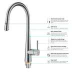 Matte Black Pull-Down Kitchen Faucet – Dual-Function Brass Spray – KFB1004
