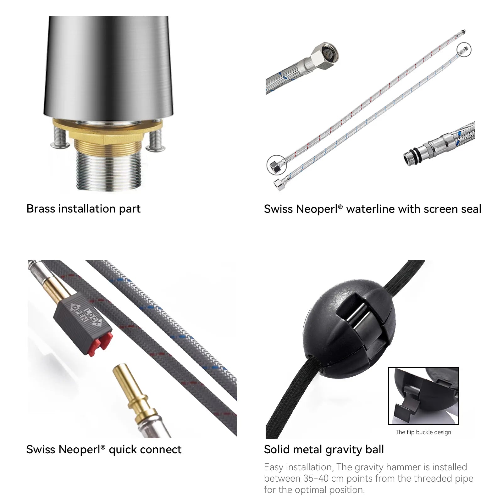 Matte Black Pull-Down Kitchen Faucet – Dual-Function Brass Spray – KFB1004