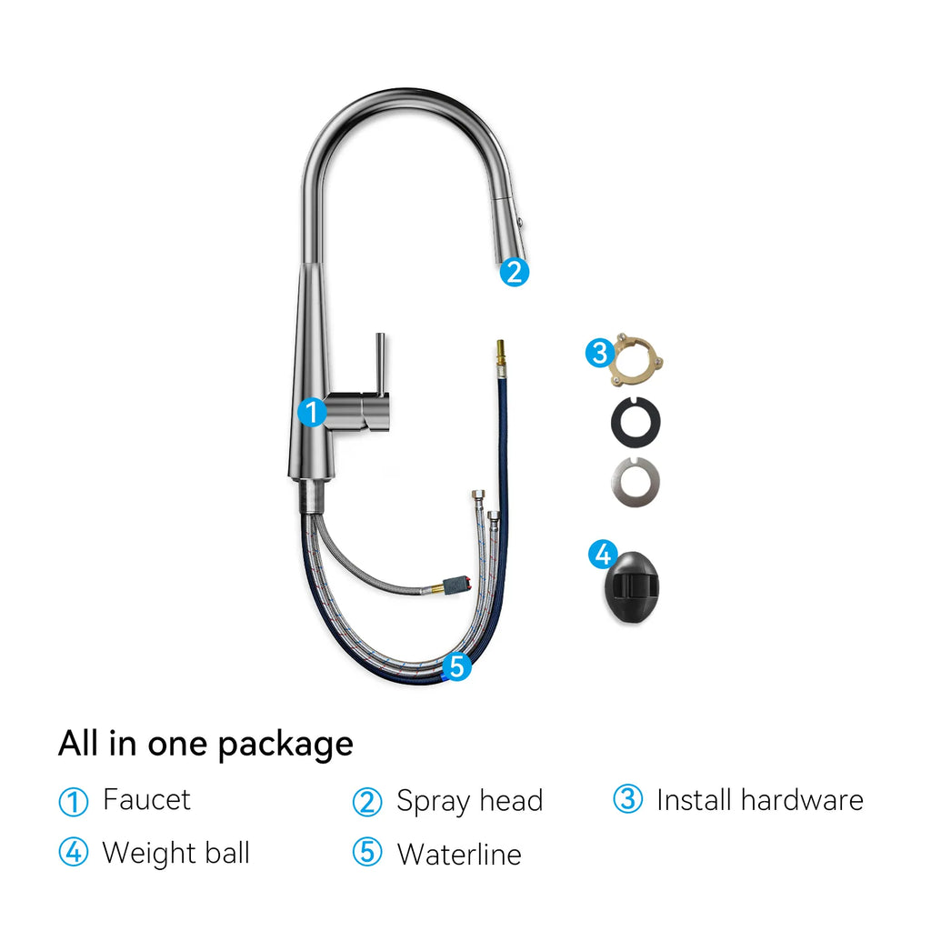 Matte Black Pull-Down Kitchen Faucet – Dual-Function Brass Spray – KFB1004