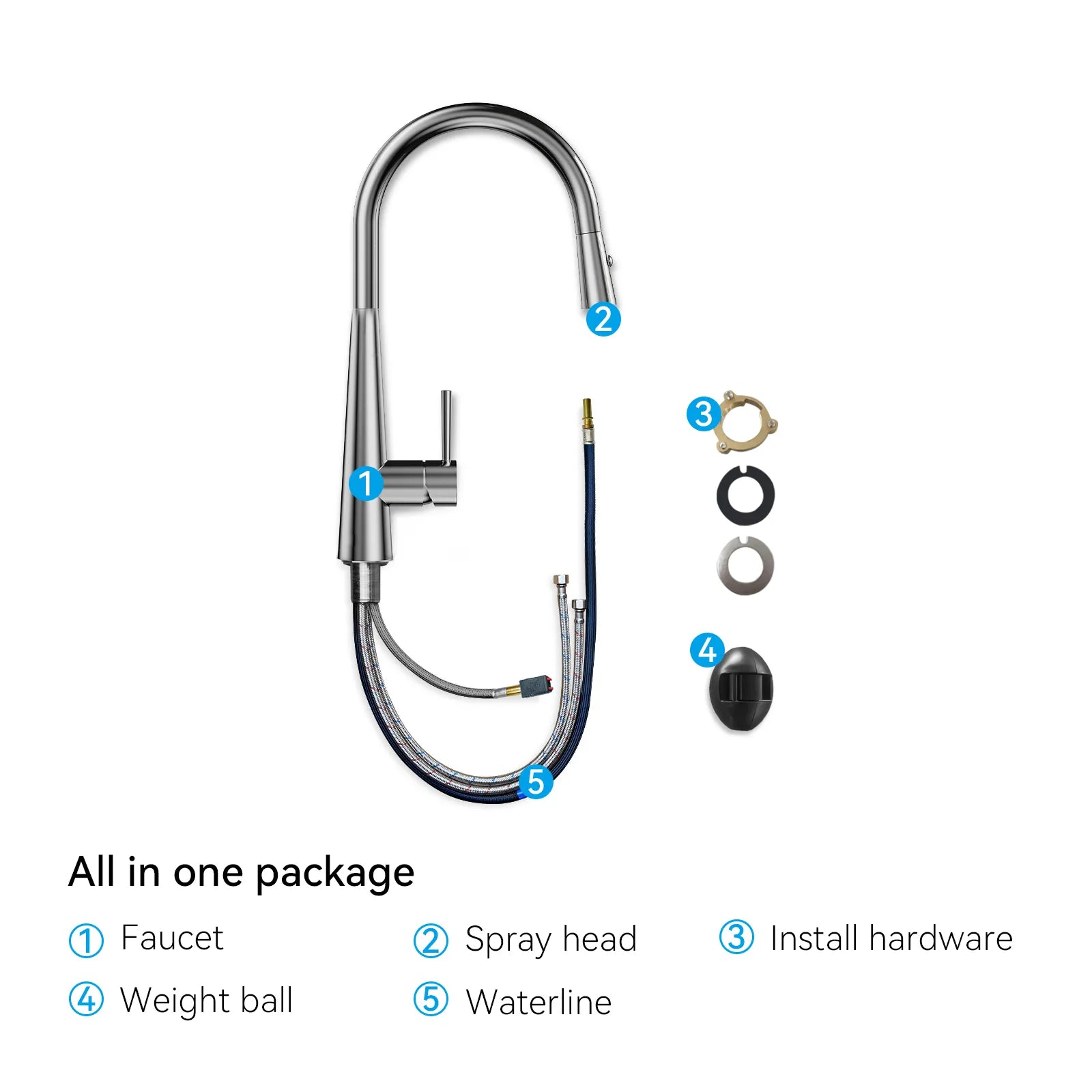 Matte Black Pull-Down Kitchen Faucet – Dual-Function Brass Spray – KFB1004