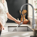 Matte Black Pull-Down Kitchen Faucet – Dual-Function Brass Spray – KFB1004