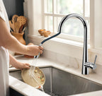 Matte Black Pull-Down Kitchen Faucet – Dual-Function Brass Spray – KFB1004