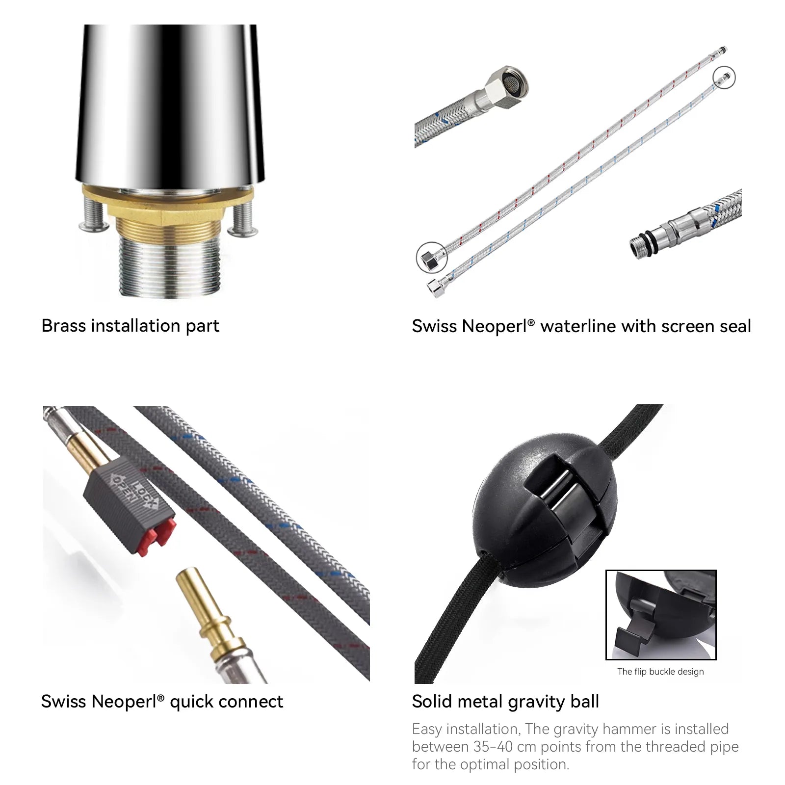 Matte Black Pull-Down Kitchen Faucet – Dual-Function Brass Spray – KFB1004