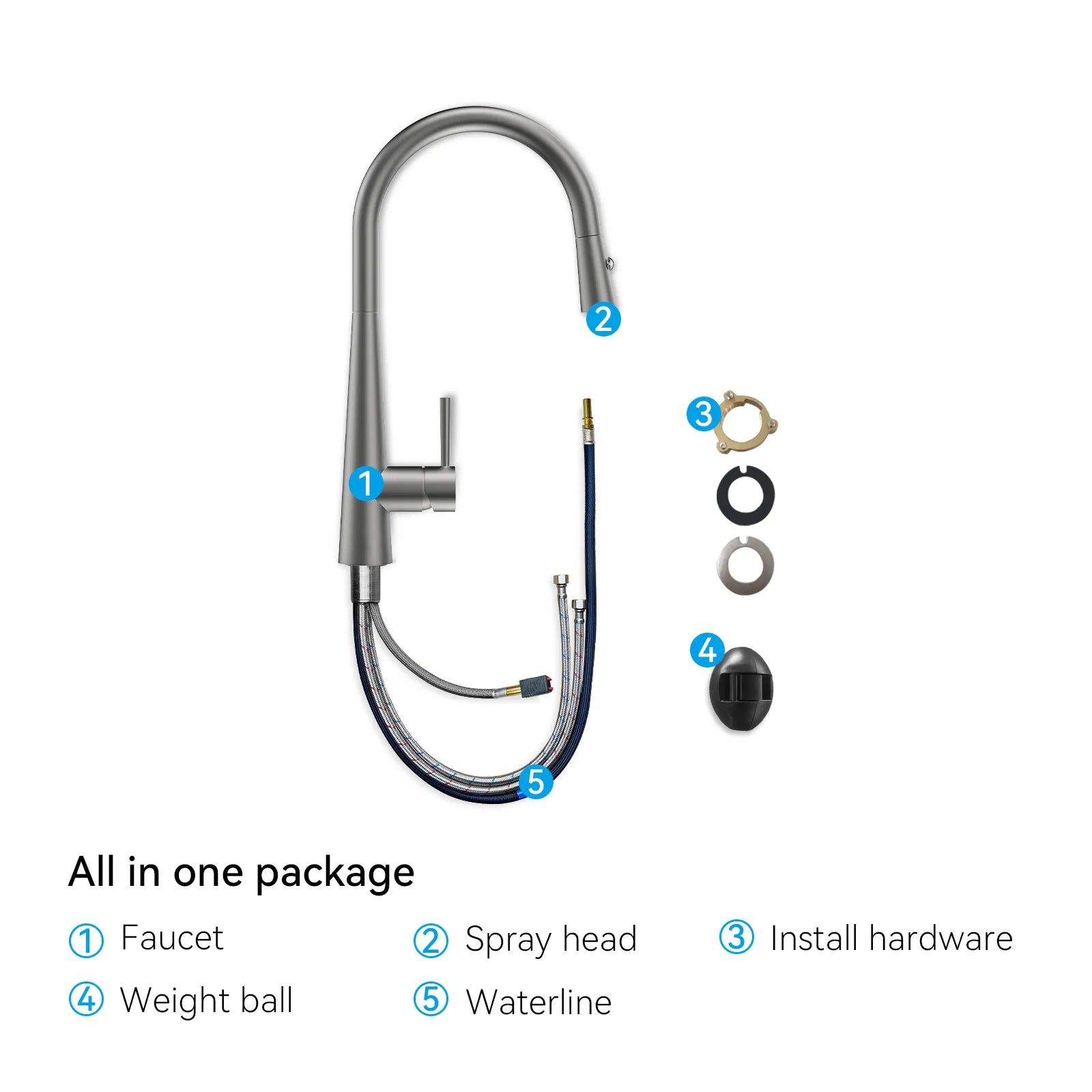 Matte Black Pull-Down Kitchen Faucet – Dual-Function Brass Spray – KFB1004