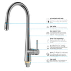 Matte Black Pull-Down Kitchen Faucet – Dual-Function Brass Spray – KFB1004