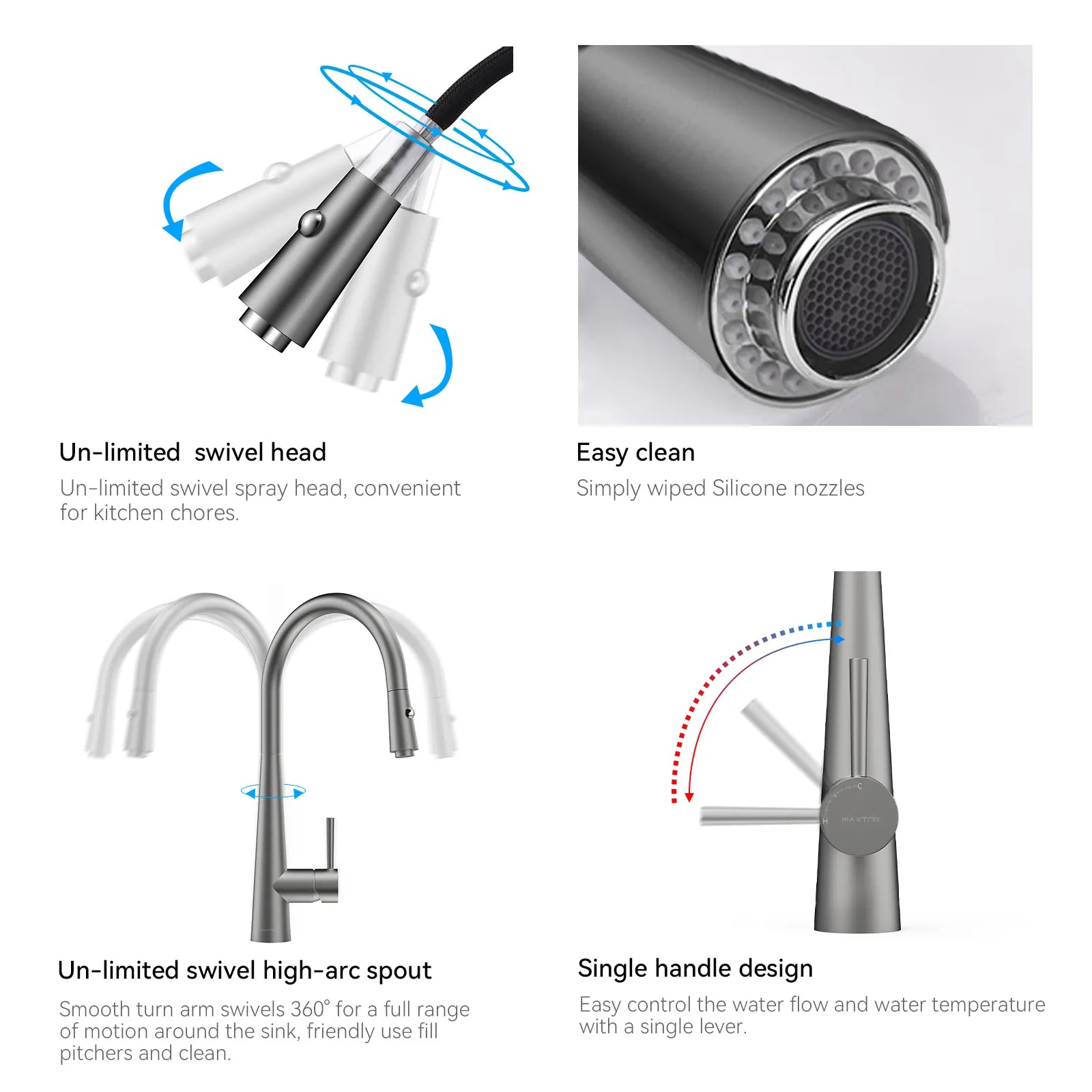 Matte Black Pull-Down Kitchen Faucet – Dual-Function Brass Spray – KFB1004