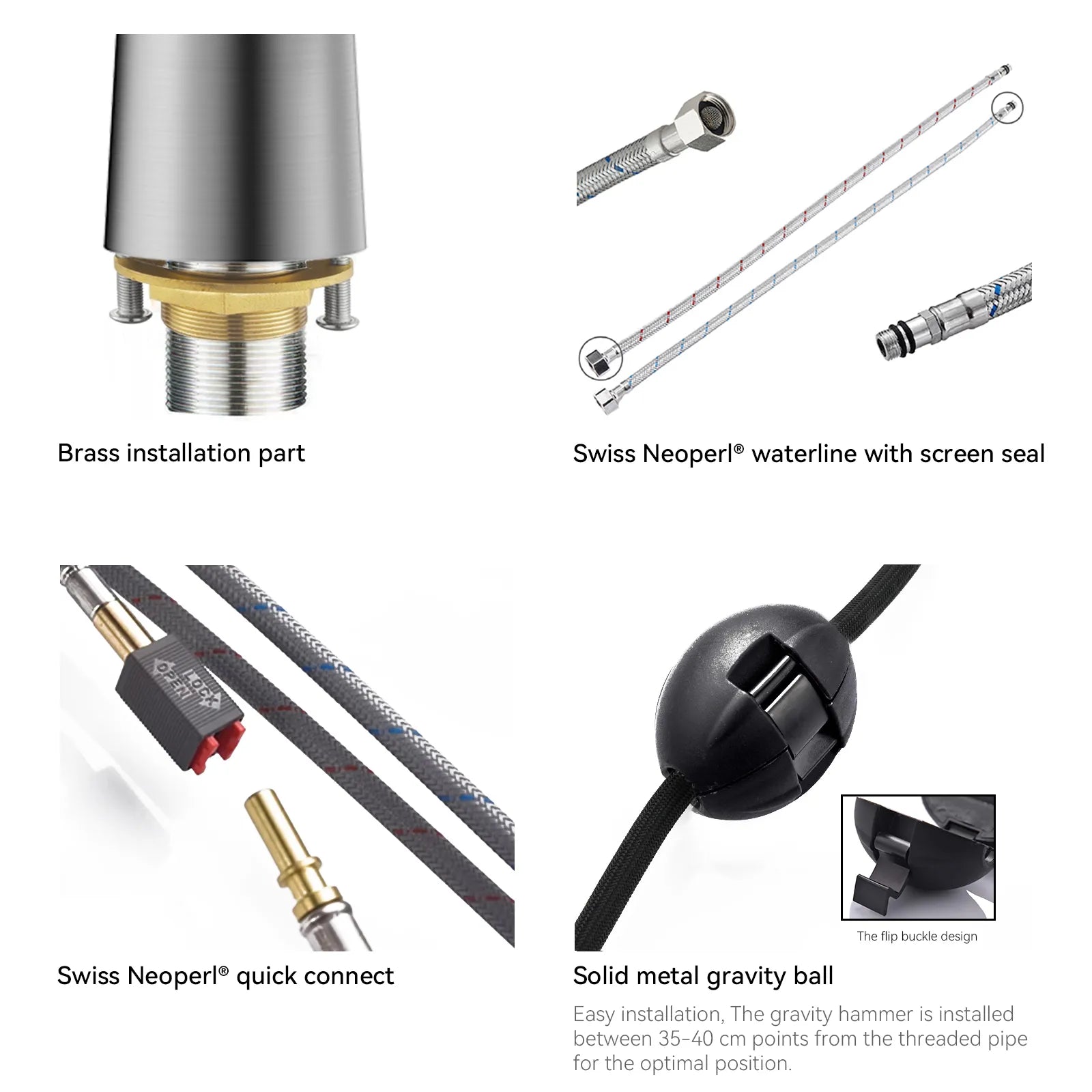 Matte Black Pull-Down Kitchen Faucet – Dual-Function Brass Spray – KFB1004