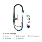 Matte Black Pull-Down Kitchen Faucet – Dual-Function Brass Spray – KFB1004