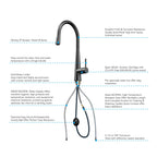 Matte Black Pull-Down Kitchen Faucet – Dual-Function Brass Spray – KFB1004