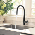 Matte Black Pull-Down Kitchen Faucet – Dual-Function Brass Spray – KFB1004