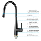 Matte Black Pull-Down Kitchen Faucet – Dual-Function Brass Spray – KFB1004
